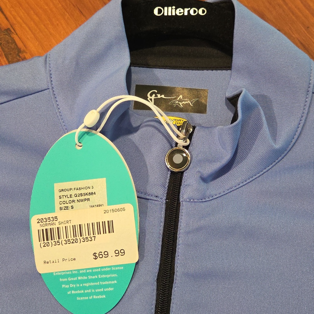 Greg Norman Play Dry Periwinkle Half Zip Golf Top Black Trim Small - Picture 4 of 9
